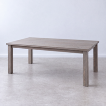 Plank Farmhouse Dining Table Pictured In White Oak Gray.