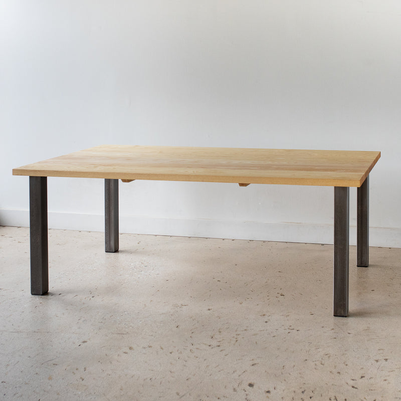 Industrial Post Leg Dining Table Pictured In Ash Clear