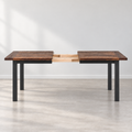 Steel Frame Extendable Dining Table - Reclaimed Oak Walnut &amp; Blackened Metal Base