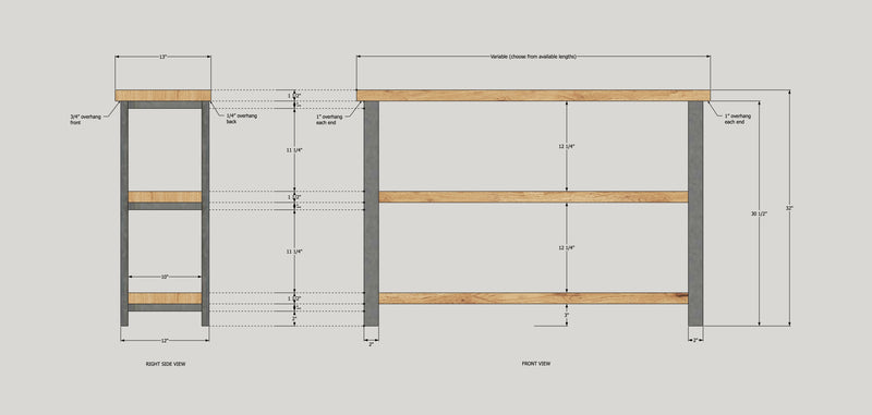 Long Farmhouse Wood + Metal Bookshelf