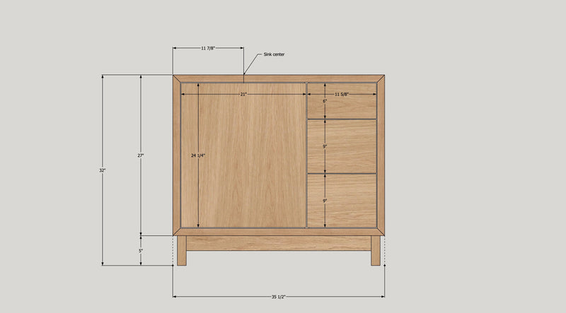 36&quot; Modern Wood Vanity / Offset Single Sink