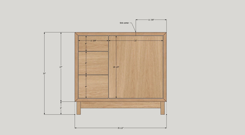 36&quot; Modern Wood Vanity / Offset Single Sink