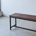 Stoic Industrial Wood Bench Pictured In Walnut Clear &amp; Blackened Metal