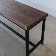 Stoic Industrial Wood Bench Pictured In Walnut Clear &amp; Blackened Metal