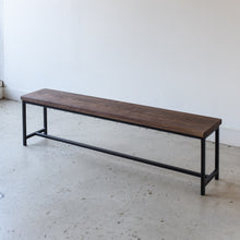 Stoic Industrial Wood Bench Pictured In Walnut Clear &amp; Blackened Metal