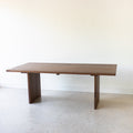 Rounded Corner Timber Dining Table Pictured in Walnut Clear