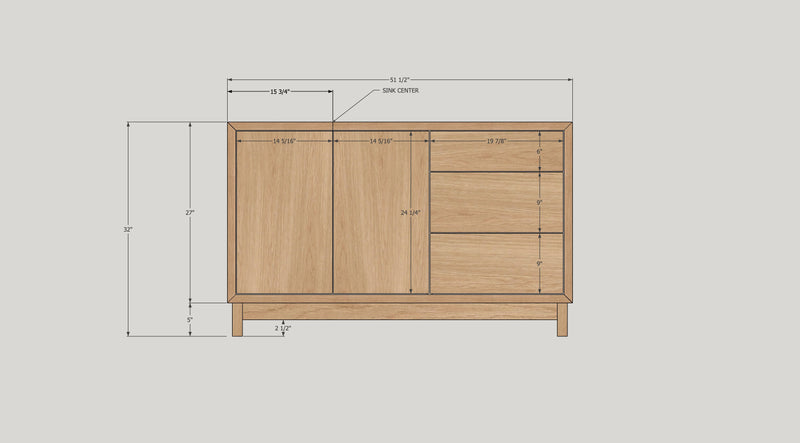 Modern Wood Vanity / Offset Single Sink