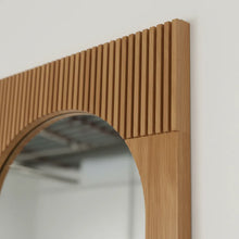 Bixby Fluted Solid Wood Mirror pictured in White Oak Clear fluting detail.