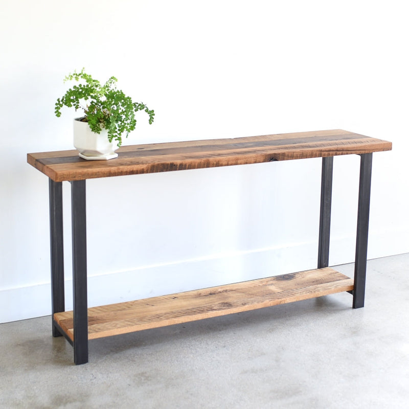 Quick Ship Industrial Modern Console Table with Lower Shelf