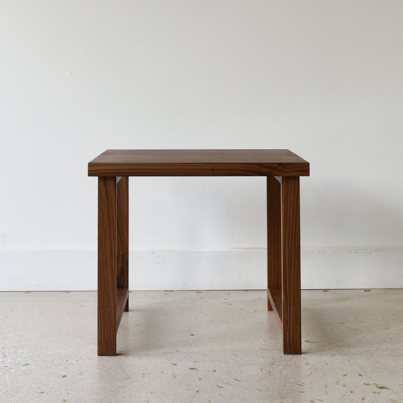 Modern Solid Wood End Table Pictured In Walnut Clear