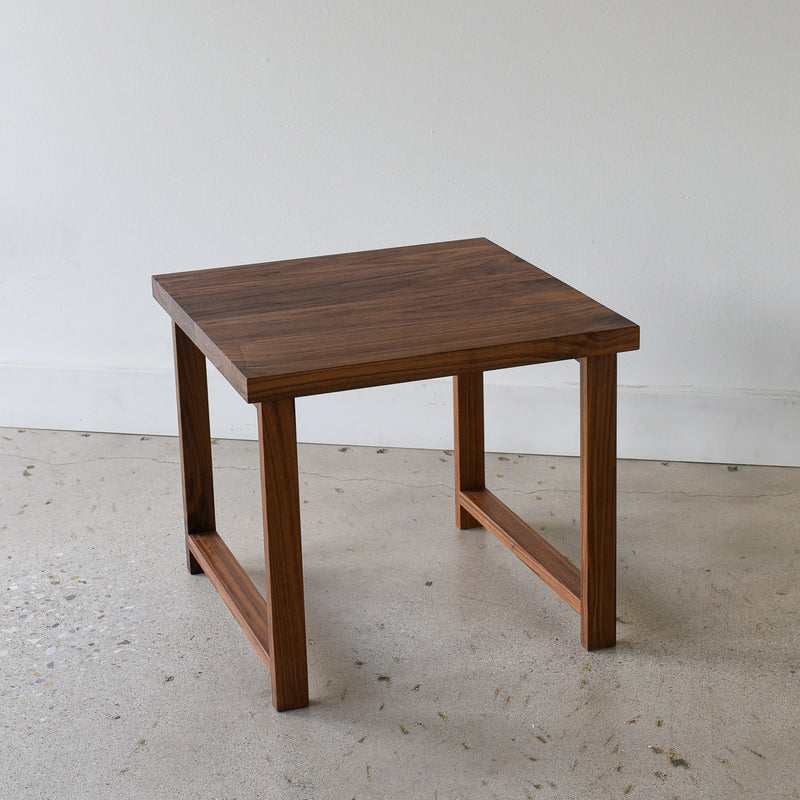 Modern Solid Wood End Table Pictured In Walnut Clear
