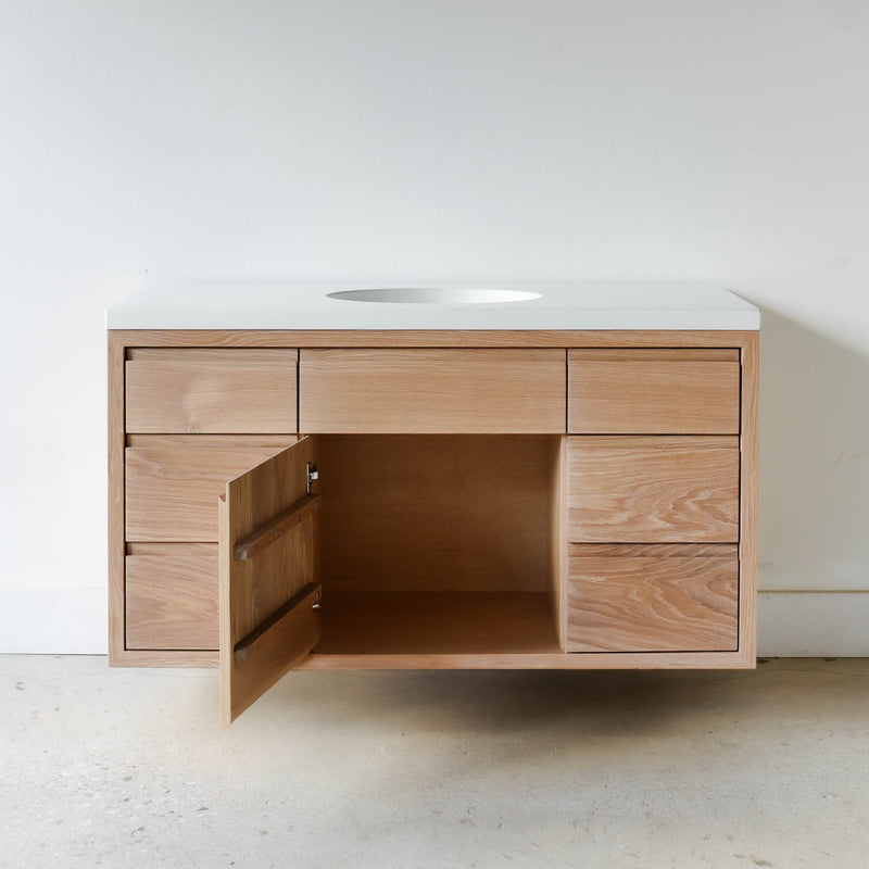 48&quot;L Modern Floating Wood Vanity / Single Sink Pictured In White Oak/ Natural