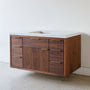 48"L Modern Floating Wood Vanity / Single Sink Pictured In Walnut Clear