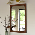 Frances solid wood wall mirror pictured in Walnut Clear with rounded corners, handcrafted by Hans Studio