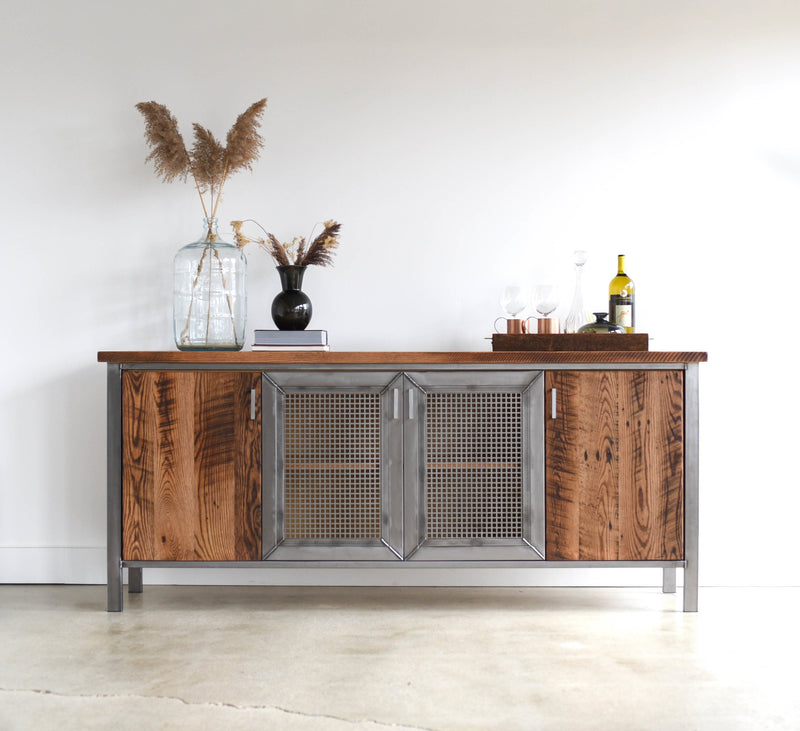 Rustic Steel Door Storage Cabinet / 4-Door - Specifications: