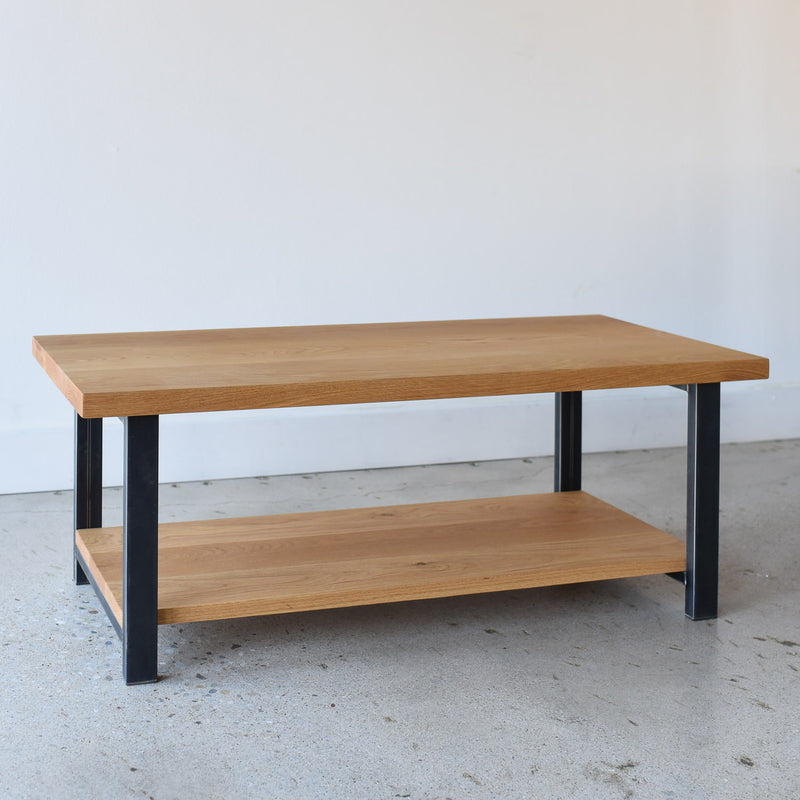 Industrial Modern Coffee Table with Lower Shelf