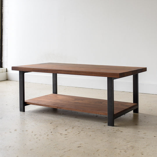 Industrial Modern Coffee Table with Lower Shelf