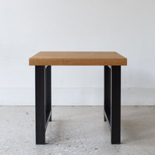 Modern Industrial End Table Pictured in White Oak / Clear