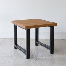 Modern Industrial End Table Pictured in White Oak / Clear