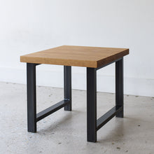 Modern Industrial End Table Pictured in White Oak / Clear