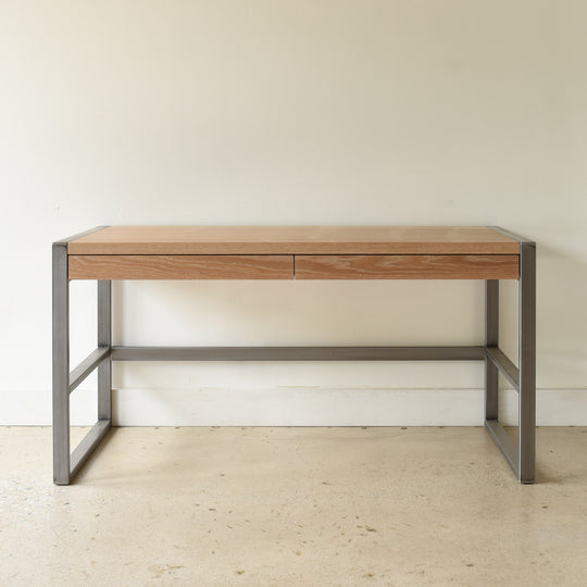 2-Drawer Modern Wood + Metal Desk