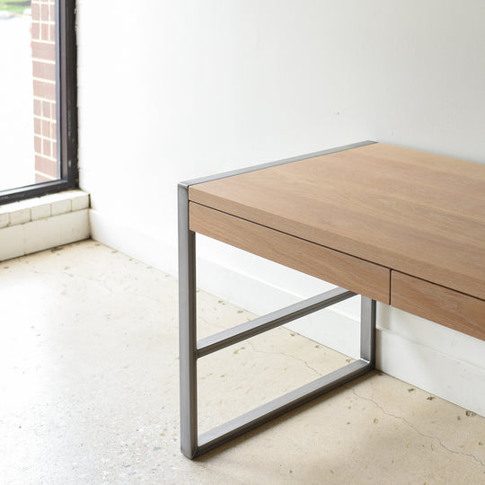 2-Drawer Modern Wood + Metal Desk