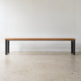 Wide Steel Frame Bench Pictured In White Oak Clear &amp; Blackened Metal