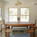 Breadboard Farmhouse Dining Table Featured with our &lt;a href=&quot;https://wwmake.com/products/reclaimed-wood-dining-chairs-barnwood-dining-chairs&quot;&gt; Farmhouse Wood Dining Chairs&lt;/a&gt; in Reclaimed Oak Clear and featured with our &lt;a href=&quot;https://wwmake.com/products/reclaimed-wood-plank-bench&quot;&gt; Plank Wood bench &lt;/a&gt; in Reclaimed Oak Clear