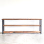 Long Farmhouse Wood + Metal Bookshelf - Specifications: