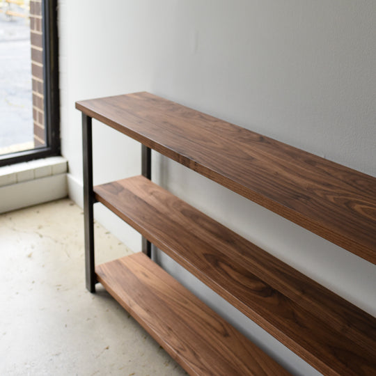 Long Farmhouse Wood + Metal Bookshelf