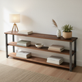 Long Farmhouse Wood + Metal Bookshelf