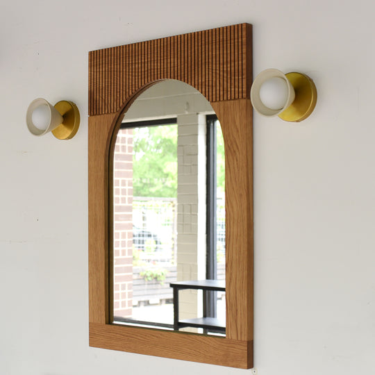 Fluted Solid Wood Mirror pictured in White Oak Clear