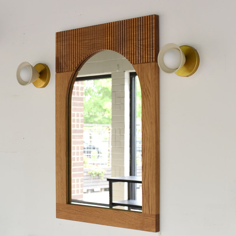 Fluted Solid Wood Mirror pictured in White Oak Clear