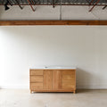 60&quot; Modern Wood Vanity / Single Sink Pictured in White Oak/ Clear with Routed Finger Pull - Featured with our &lt;a href=&quot;https://wwmake.com/products/60inch-integral-single-sink-vanity-top-tfc&quot;&gt; Concrete Vanity Top With Integral Sink &lt;/a&gt; in White