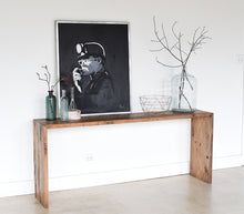 Modern Waterfall Console Table Pictured In Reclaimed Oak Textured