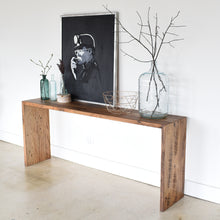 Modern Waterfall Console Table Pictured In Reclaimed Oak Textured