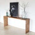 Modern Waterfall Console Table Pictured In Reclaimed Oak Textured