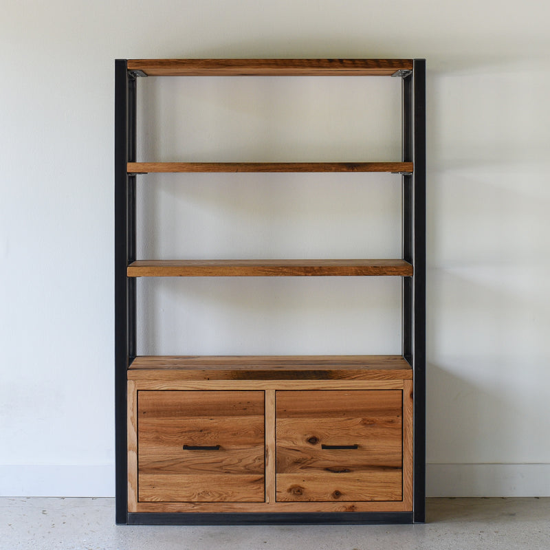 Modern Industrial Bookshelf with Drawers Modern Industrial Bookshelf with Drawers