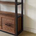 Modern Industrial Bookshelf With Drawers Pictured In Walnut Clear &amp; Blackened Metal