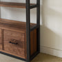 Modern Industrial Bookshelf With Drawers Pictured In Walnut Clear &amp; Blackened Metal