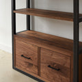 Modern Industrial Bookshelf With Drawers Pictured In Walnut Clear &amp; Blackened Metal