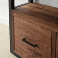 Modern Industrial Bookshelf With Drawers Pictured In Walnut Clear &amp; Blackened Metal