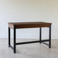 2-Drawer Modern Wood + Metal Desk Backside Pictured in Walnut Clear and Blackened Metal