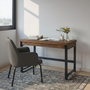 2-Drawer Modern Wood + Metal Desk Pictured in Walnut Clear and Blackened Metal