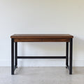 2-Drawer Modern Wood + Metal Desk Pictured in Walnut Clear and Blackened Metal