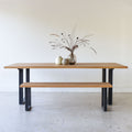 Industrial Modern Dining Table Pictured in White Oak Natural