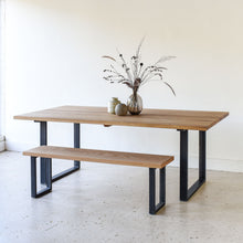 Industrial Modern Dining Table Pictured in White Oak Natural