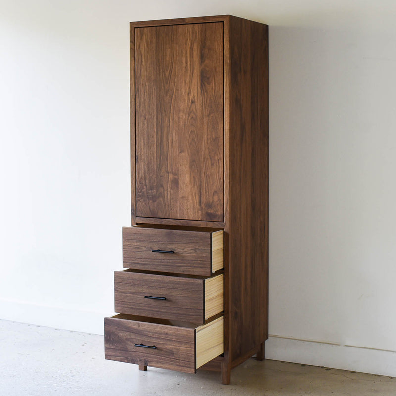 Modern Wood Linen Cabinet Pictured In Walnut Clear