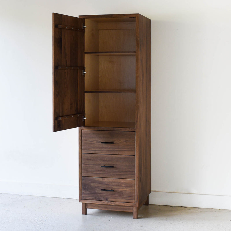 Modern Wood Linen Cabinet Pictured In Walnut Clear