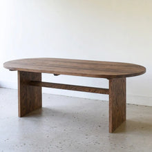 Modern Timber Oval Dining Table Pictured in Reclaimed Oak Walnut
